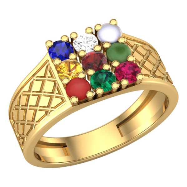 Navratan Ring in 14k 18k Gold, Precious Gemstones Ring Band, Navratna Ring,  9 Gem Navratan Antique Ring, Eternity Band Stackable Minimal - Etsy