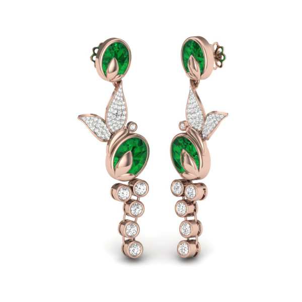 Green Oval Shape Diamond Earring | Kasturidiamond.com