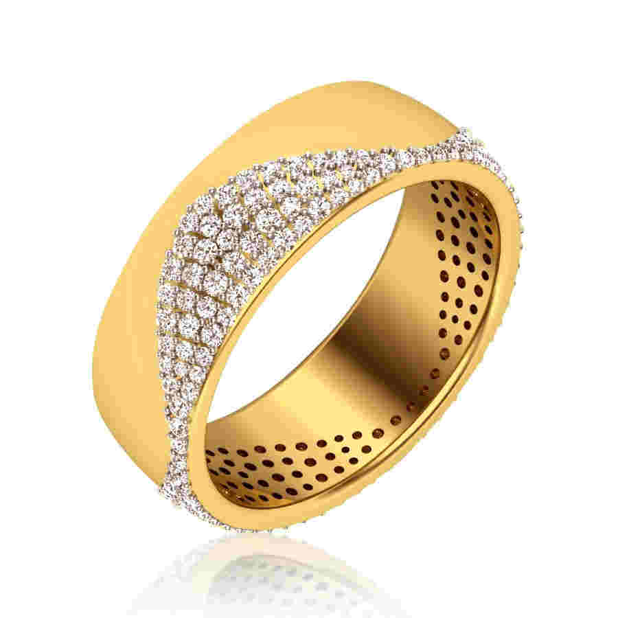 14k Yellow Gold LOVE Word Diamond Band Ring - Richards Gems and Jewelry