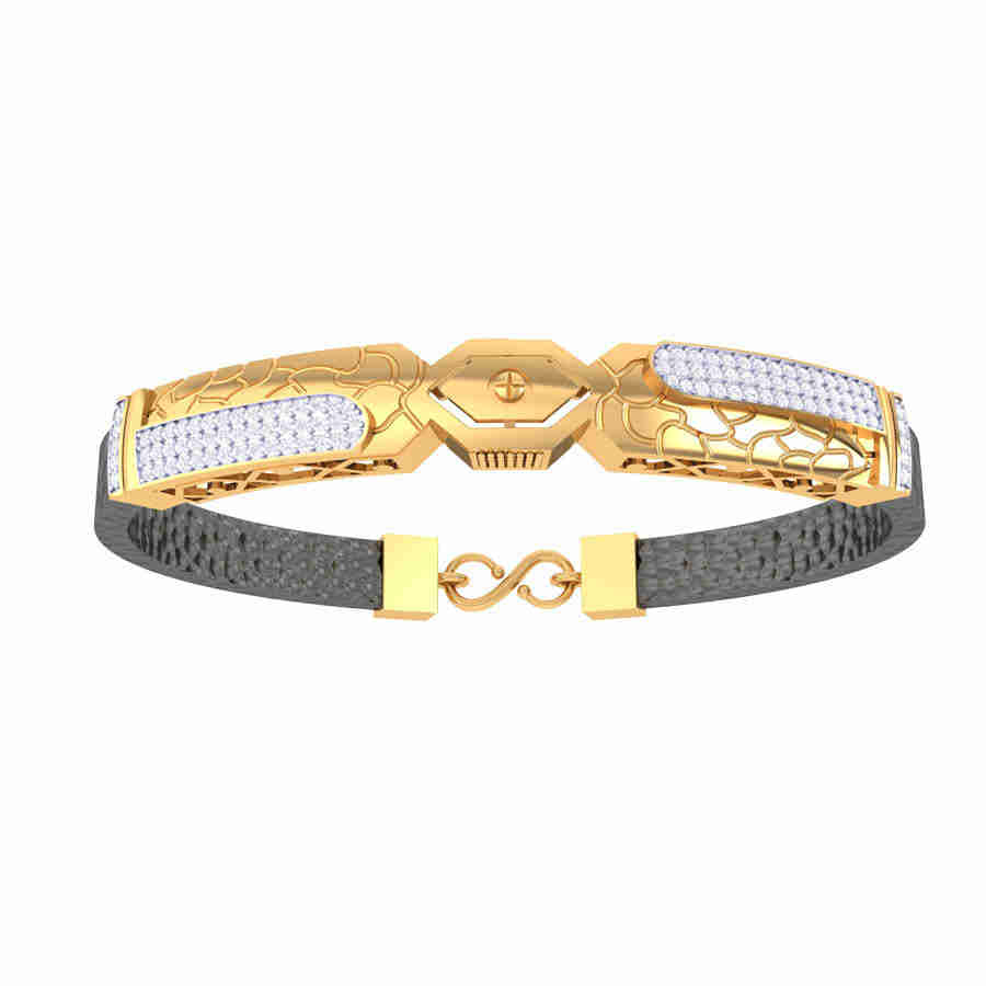 Stainless Steel & 14 Karat White Gold Stretch Bracelet with Diamond Bu –  The Estate Watch And Jewelry Company®