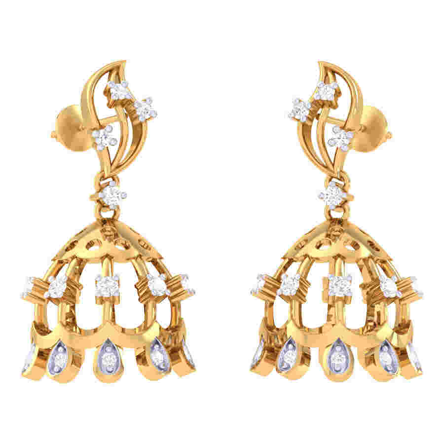 Neted Jhumki Diamond Earring | Kasturidiamond.com