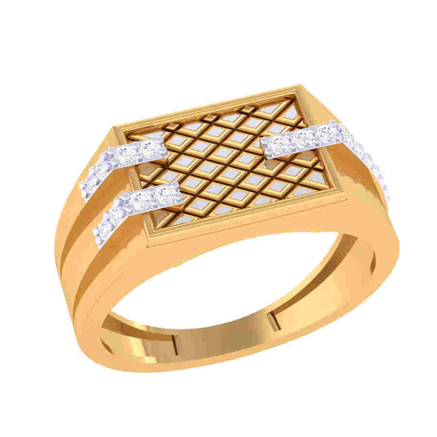 Small Natural Diamond Men's Ring in Solid 14kt Yellow Gold Jewelry for Men  at Rs 29322 | Begampura | Surat | ID: 20265895962