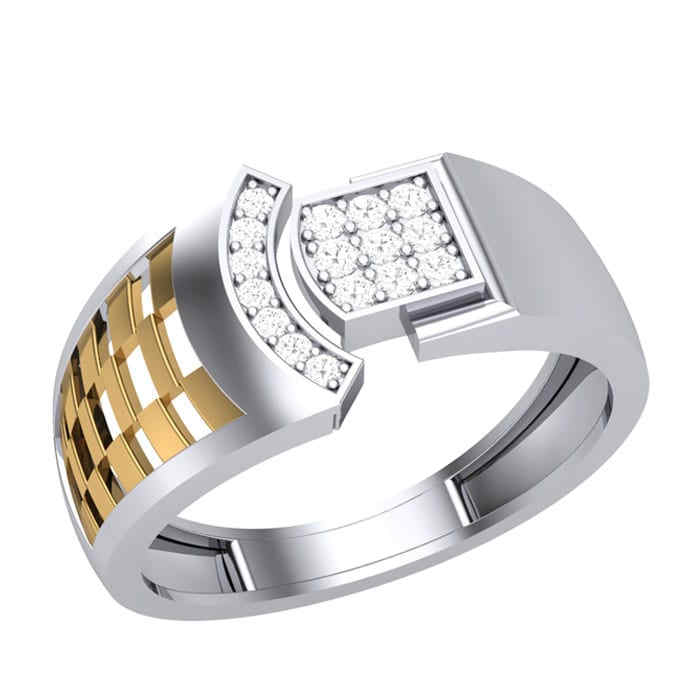 Buy KISNA Real Diamond Jewellery 14KT Yellow Gold SI Diamond Ring for Men |  Cushion S14 at Amazon.in