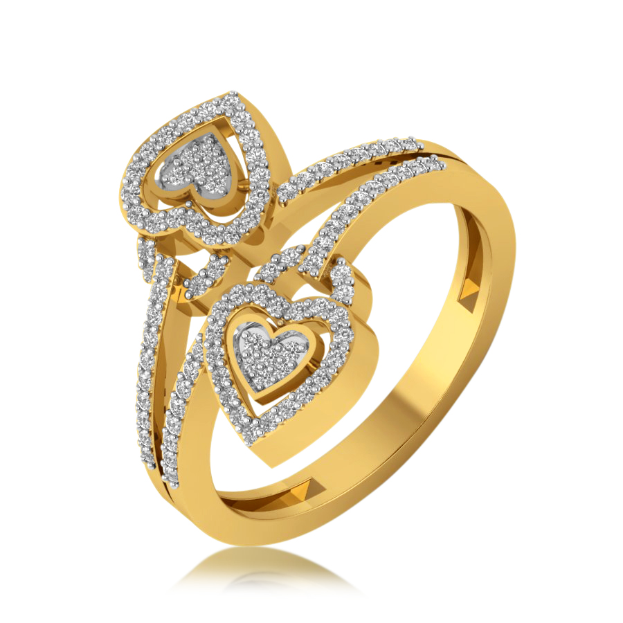Estele Gold Plated Heart Shaped Finger Ring for Women